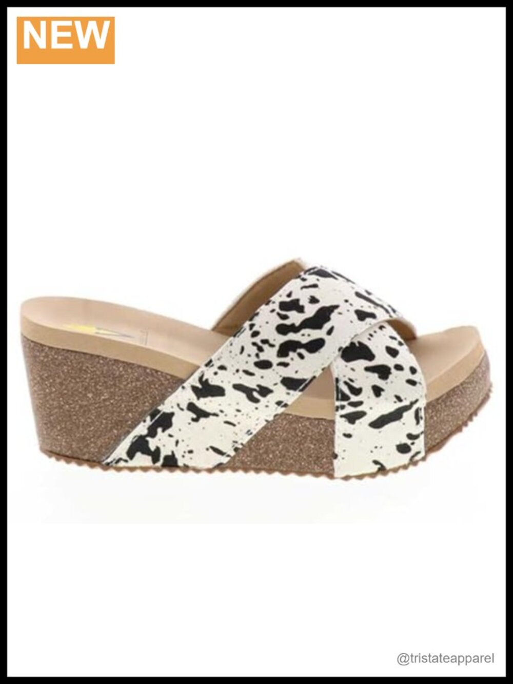 Crisscross Wedge Slide Sandal Cork Heel EVA Insole
